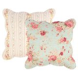 Greenland Home Antique Rose Floral Print Decorative High-Quality 2-Piece Pillow Set with Removable Covers - Each 18"x18" Blue