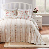 Greenland Home Antique Rose Bright Florals and Whimsical Songbirds Bedspread Set Blue