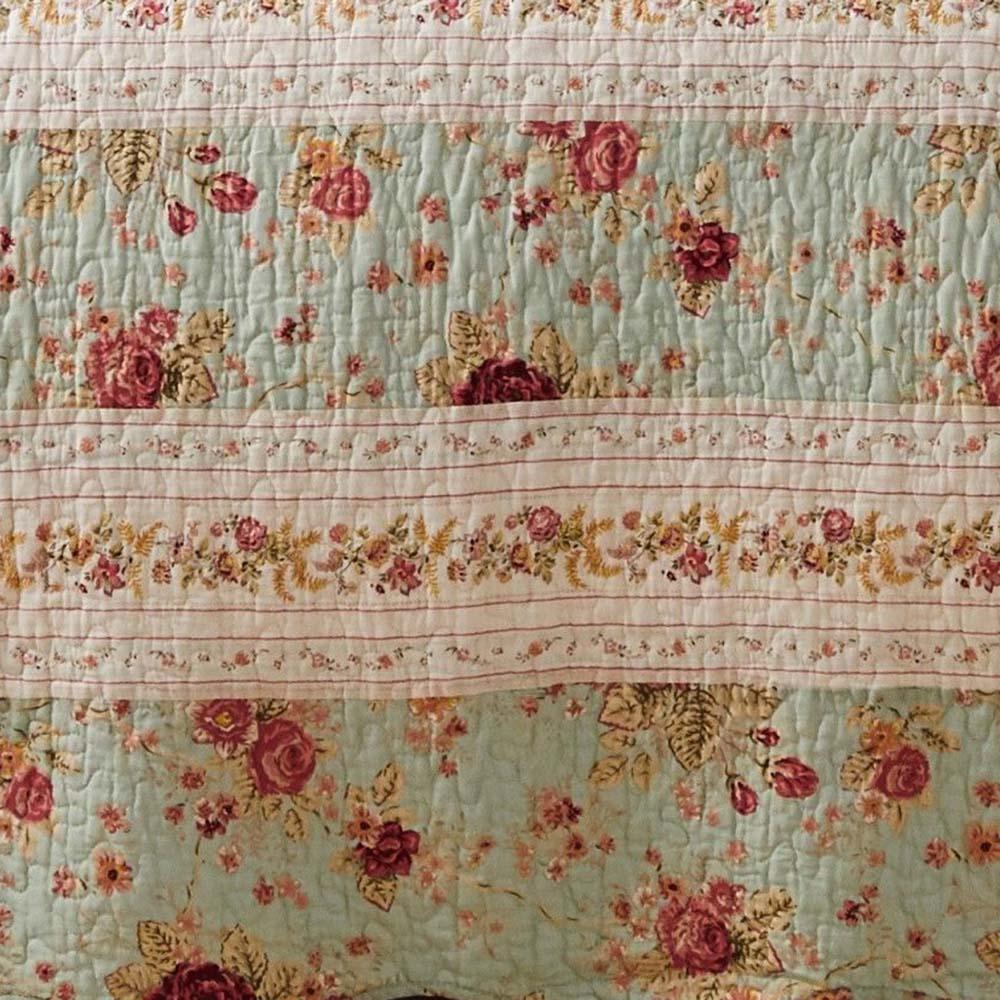 Greenland Home Antique Rose Bright Florals and Whimsical Songbirds Bedspread Set Blue