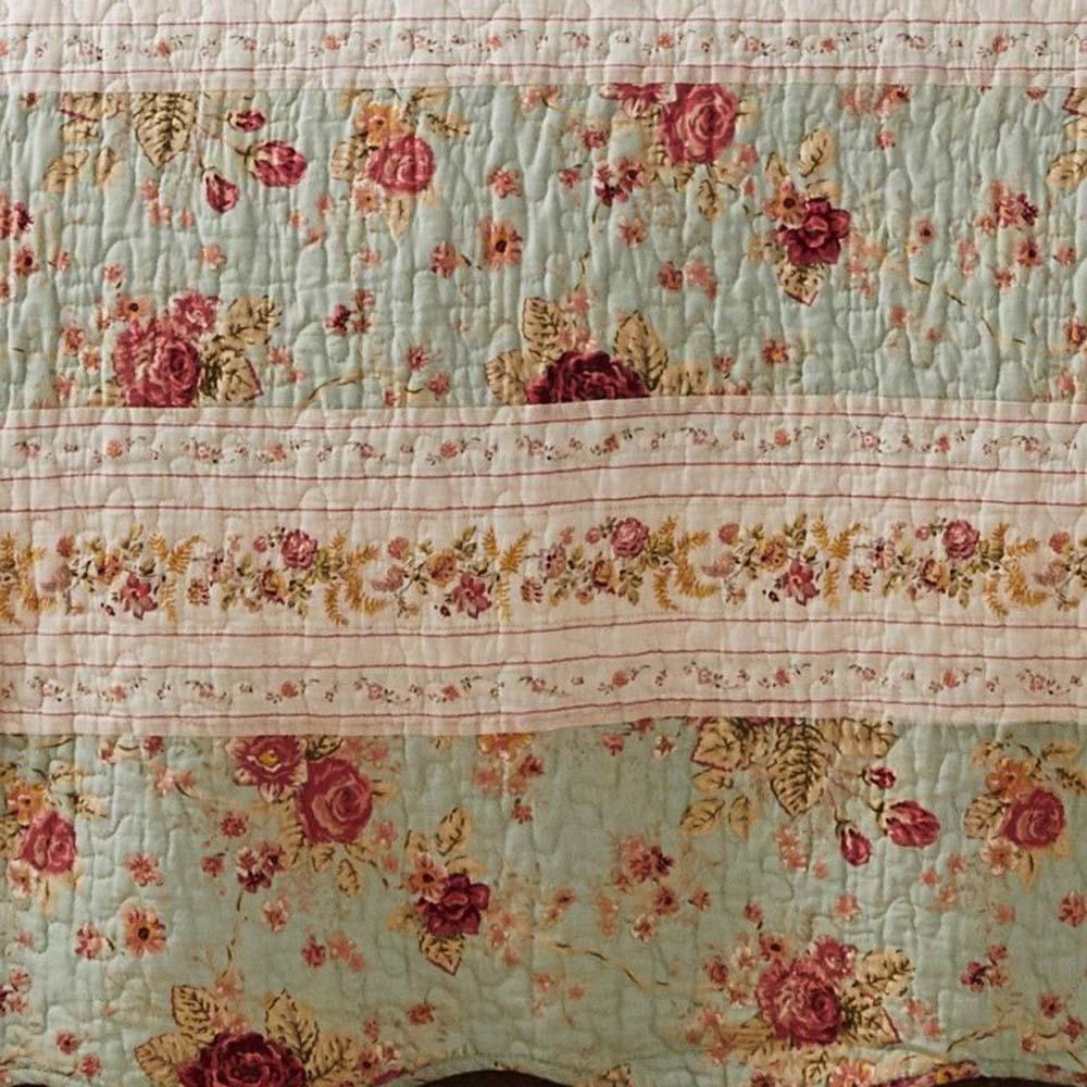 Greenland Home Antique Rose Bright Florals and Whimsical Songbirds Bedspread Set Blue