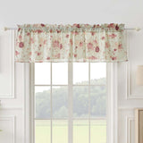 Greenland Home Antique Rose Floral Pinstripe with Dainty Scrolling Embellishments Valance 84"x19" Blue