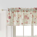 Greenland Home Antique Rose Floral Pinstripe with Dainty Scrolling Embellishments Valance 84"x19" Blue
