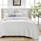 Greenland Home Fashions Monterrey Finely Stitched Quilt Set Classic Solid Color Style  Machine Quilted White