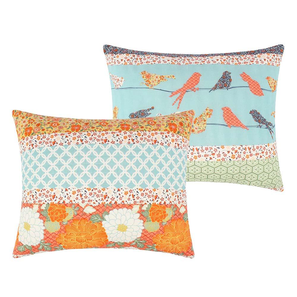 Barefoot Bungalow Carlie Floral Pinstripe with Dainty Scrolling Embellishments Sham Standard 20"x26" Calico Stripe