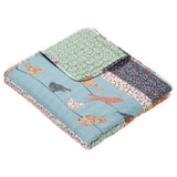 Barefoot Bungalow Carlie Eclectic Blend of Dreamy Patterns Florals and Whimsical Songbirds Throw 50"x60" Calico Stripe