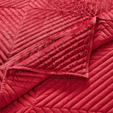 Greenland Home Fashion Riviera Velvet Luxurious High-Quality Quilt Set Including Pillow Sham Red