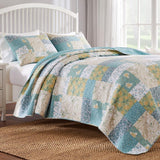Greenland Home Fashions Evangeline Luxurious Comfortable 3 Pieces Quilt Set Mist