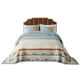 Greenland Home Fashions Thalia Stylized Florals and Geometric Prints Bohemian Ultimate Comfort Bedspread Set Blue