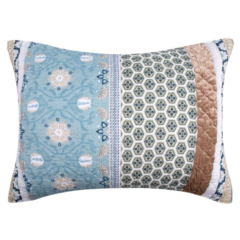 Greenland Home Fashions Thalia Stylized Florals and Geometric Prints Bohemian Ultimate Comfort Sham Blue