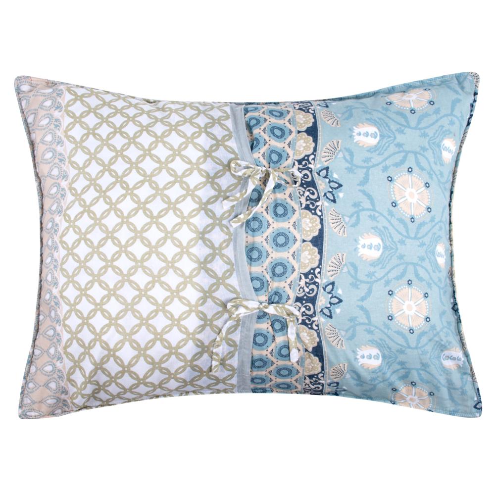 Greenland Home Fashions Thalia Stylized Florals and Geometric Prints Bohemian Ultimate Comfort Sham Blue