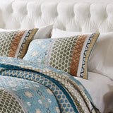 Greenland Home Fashions Thalia Stylized Florals and Geometric Prints Bohemian Ultimate Comfort Sham Blue