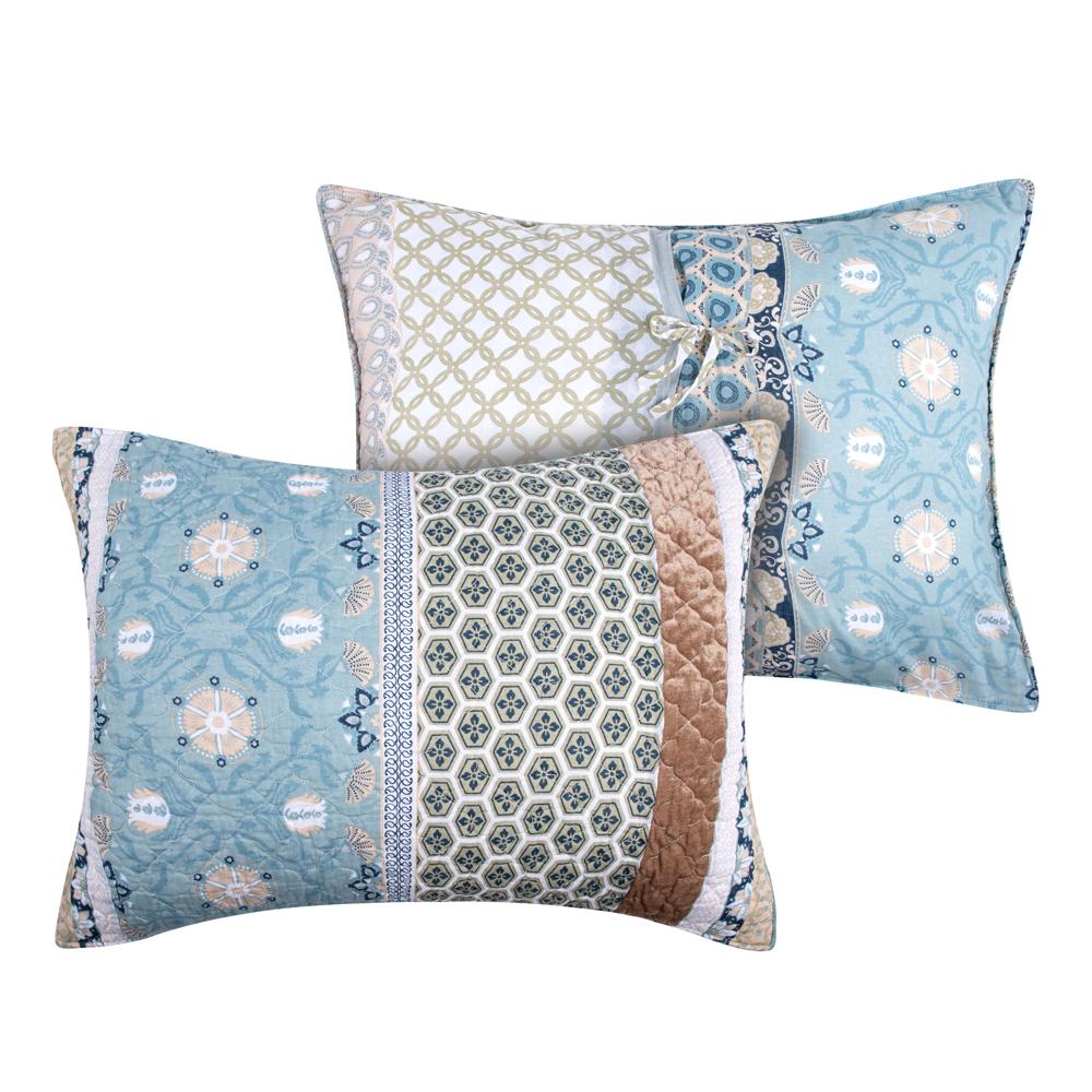 Greenland Home Fashions Thalia Stylized Florals and Geometric Prints Bohemian Ultimate Comfort Sham Blue