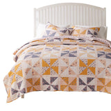 Greenland Home Fashions Pinwheel & Posey Luxury Modern Design Quilt Set for Bed Peach