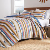 Barefoot Bungalow Painted Desert Embellished with Thunderbird Motifs and Geometric Chevron Quilt Set Sapphire