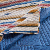 Barefoot Bungalow Painted Desert Embellished with Thunderbird Motifs and Geometric Chevron Quilt Set Sapphire