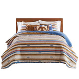 Barefoot Bungalow Painted Desert Embellished with Thunderbird Motifs and Geometric Chevron Quilt Set Sapphire