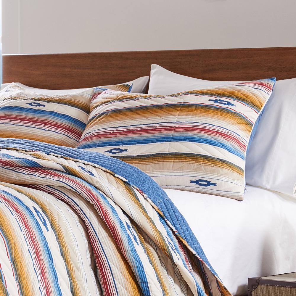 Barefoot Bungalow Painted Desert Embellished with Thunderbird Motifs and Geometric Chevron Sham Sapphire