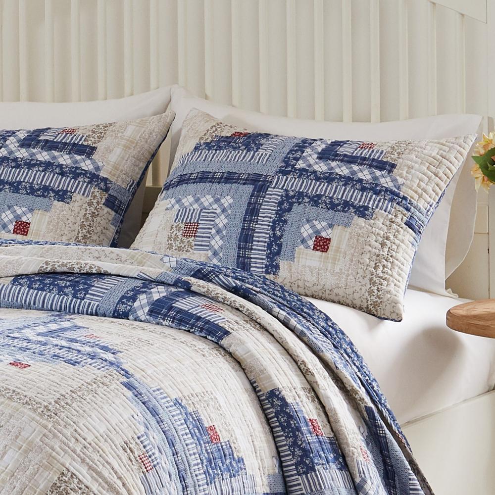 Greenland Home Fashions Reversible Rustic Log Cottage Cabin Motifs Cotton Face Microfiber Back Quilt Set 2-Piece Calico