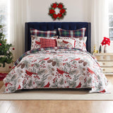 Greenland Home Fashions Cardinal Plaid Luxurious Modern Design Quilt Set Red