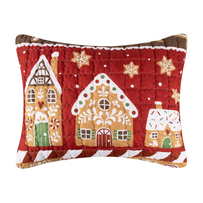 Greenland Home Fashions Gingerbread Lane Luxurious Super Soft Pillow Sham Red