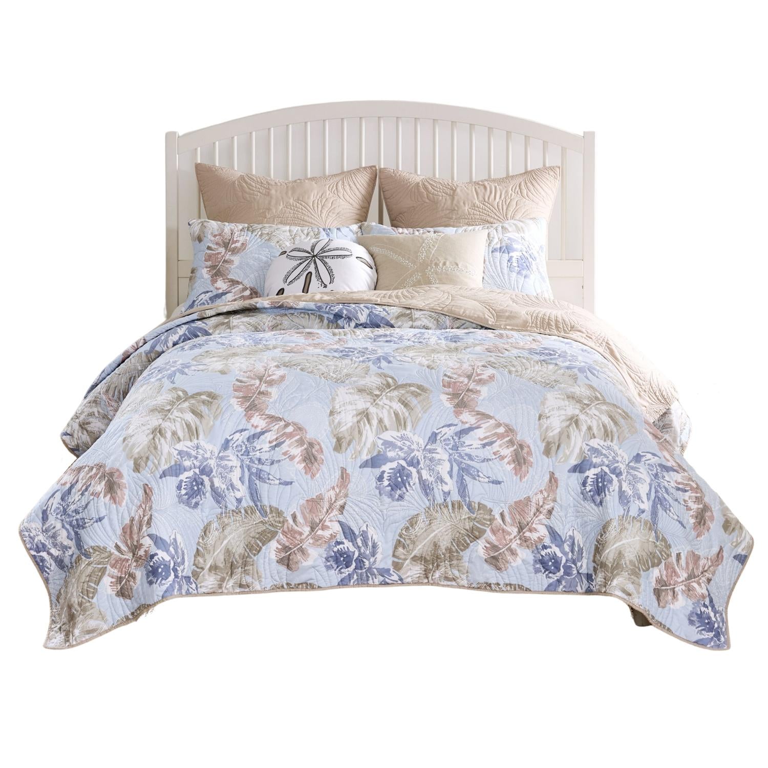 Greenland Home Fashions Tropics Luxurious Modern Design Quilt Bedding Set Mist