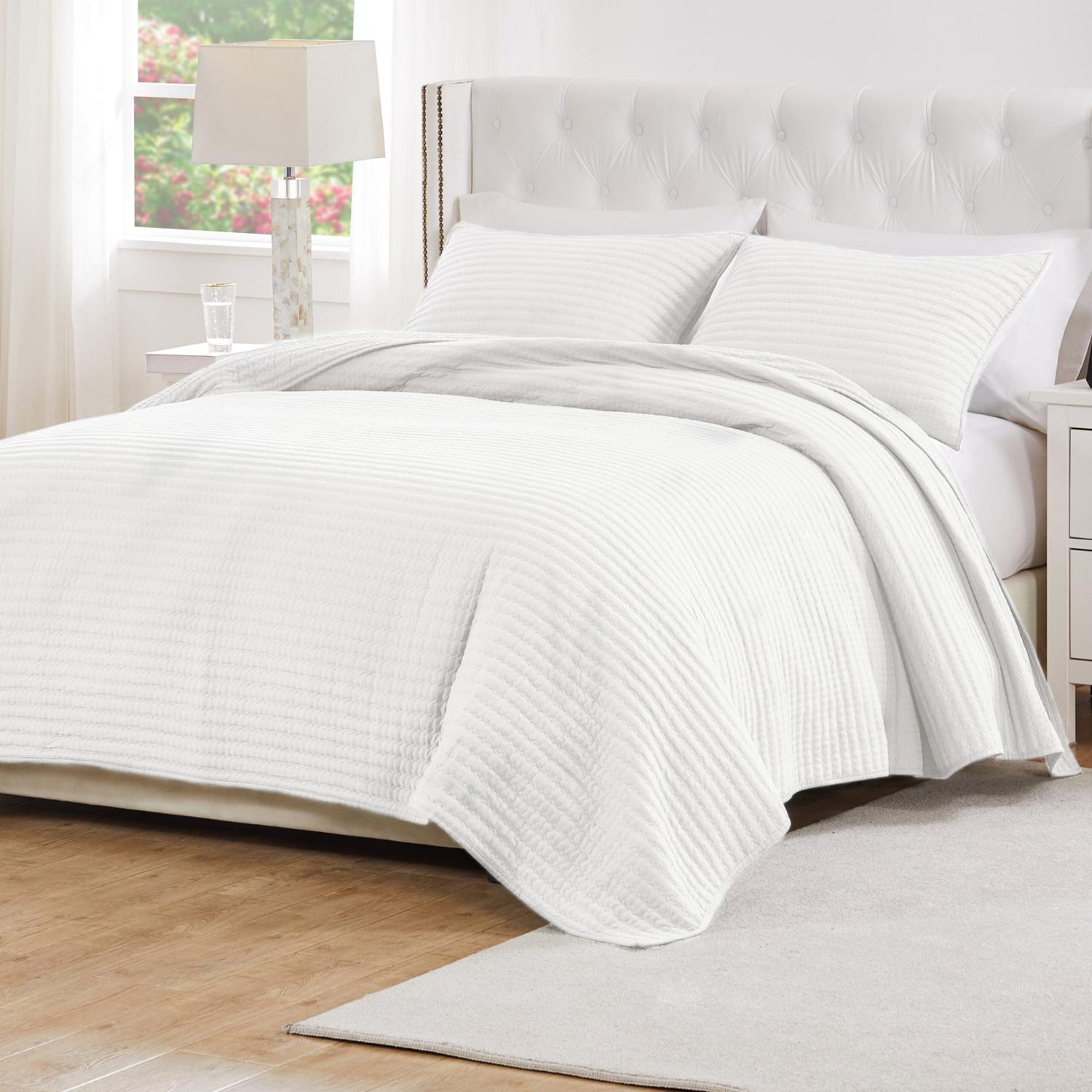 Greenland Home Fashions Vineyard Luxurious Modern Design Quilt Bedding Set White