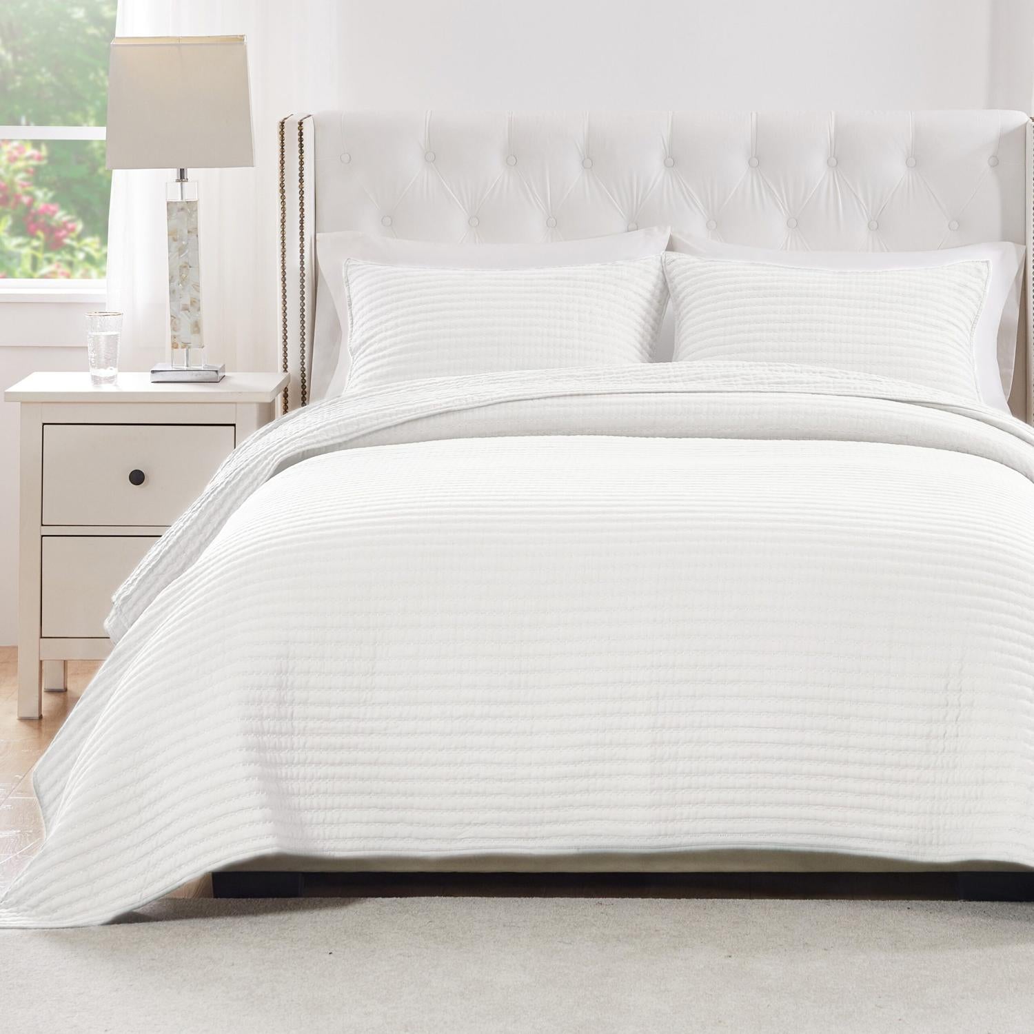 Greenland Home Fashions Vineyard Luxurious Modern Design Quilt Bedding Set White