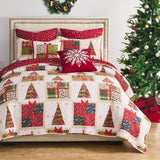 Greenland Home Fashion Deck 100% Cotton & Microfiber Back, Polyester Fill Halls Quilt Set Red