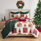 Greenland Home Fashion Deck 100% Cotton & Microfiber Back, Polyester Fill Halls Quilt Set Red