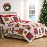 Greenland Home Fashion Deck 100% Cotton & Microfiber Back, Polyester Fill Halls Quilt Set Red