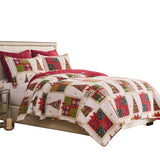 Greenland Home Fashion Deck 100% Cotton & Microfiber Back, Polyester Fill Halls Quilt Set Red