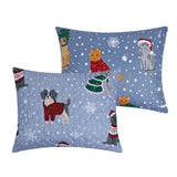 Greenland Home Fashion Winter Whiskers 100% Microfiber Shell Polyester Fill Quilt Set Blue