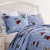 Greenland Home Fashion Winter Whiskers 100% Microfiber Shell Polyester Fill Quilt Set Blue