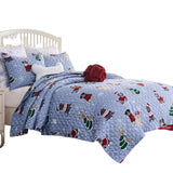 Greenland Home Fashion Winter Whiskers 100% Microfiber Shell Polyester Fill Quilt Set Blue