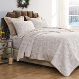 Greenland Home Fashion Reindeer Games 100% Woven Polyester Jacquard Coverlet Set White