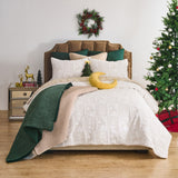 Greenland Home Fashion Reindeer Games 100% Woven Polyester Jacquard Coverlet Set White