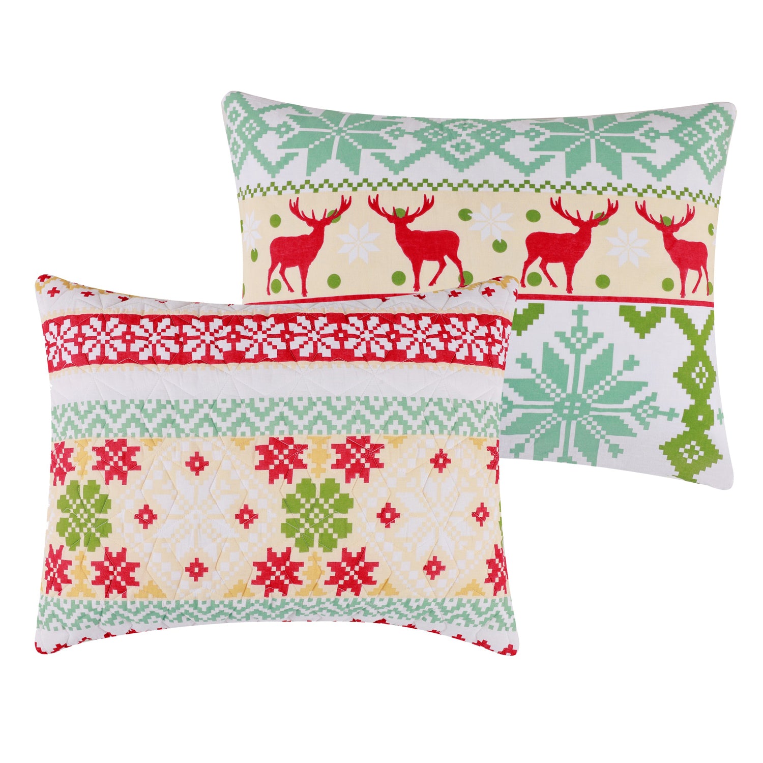 Greenland Home Fashion Fair 100% Cotton & Microfiber Back, Polyester Fill Isle Quilt Set Snow