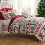 Greenland Home Fashion Fair 100% Cotton & Microfiber Back, Polyester Fill Isle Quilt Set Snow