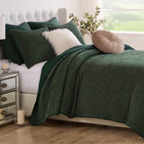 Greenland Home Fashion Velvet Crush Chenille Microfiber Back Poly Fill Quilt Set Forest