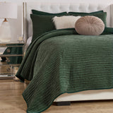 Greenland Home Fashion Velvet Crush Chenille Microfiber Back Poly Fill Quilt Set Forest