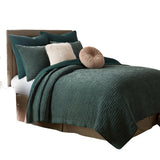 Greenland Home Fashion Velvet Crush Chenille Microfiber Back Poly Fill Quilt Set Forest