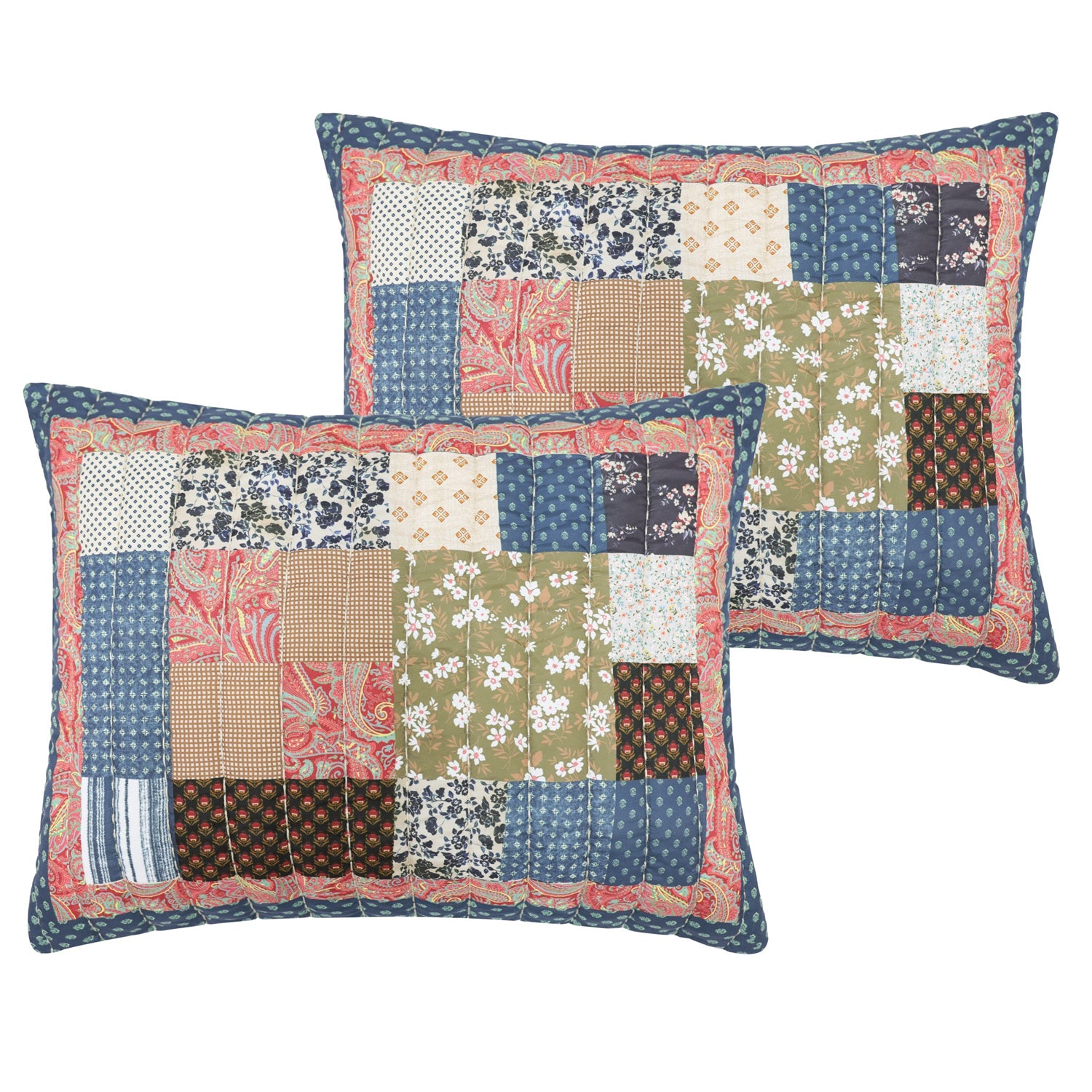 Greenland Home Fashions Shiloh Calico 100% Woven Polyester Jacquard Machine Quilted Sham Calico