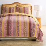 Greenland Home Fashion Marigold Cotton Face Microfiber Back Poly Cotton Fill Quilt Set Sunset
