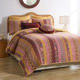 Greenland Home Fashion Marigold Cotton Face Microfiber Back Poly Cotton Fill Quilt Set Sunset