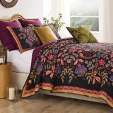 Greenland Home Fashion Microfiber Face Cotton Back Jessa Quilt Set Midnight