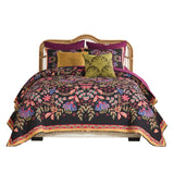 Greenland Home Fashion Microfiber Face Cotton Back Jessa Quilt Set Midnight