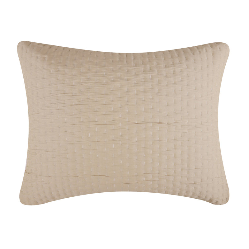 Greenland Home Fashions Homestead 100% Woven Polyester Jacquard Hand Quilted Pillow Sham Natural