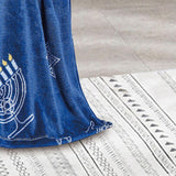 Hannukah Micro Plush Decorative Halloween Throw Blanket 50" x 60" Blue by Plazatex