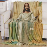 Plazatex Jesus Micro plush Decorative All Season Multi Color 50" X 70" Throw Blanket