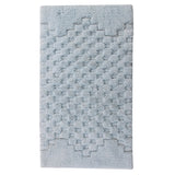 Knightsbridge Luxurious Block Pattern High Quality Year Round Cotton With Non-Skid Back Bath Rug Light Blue